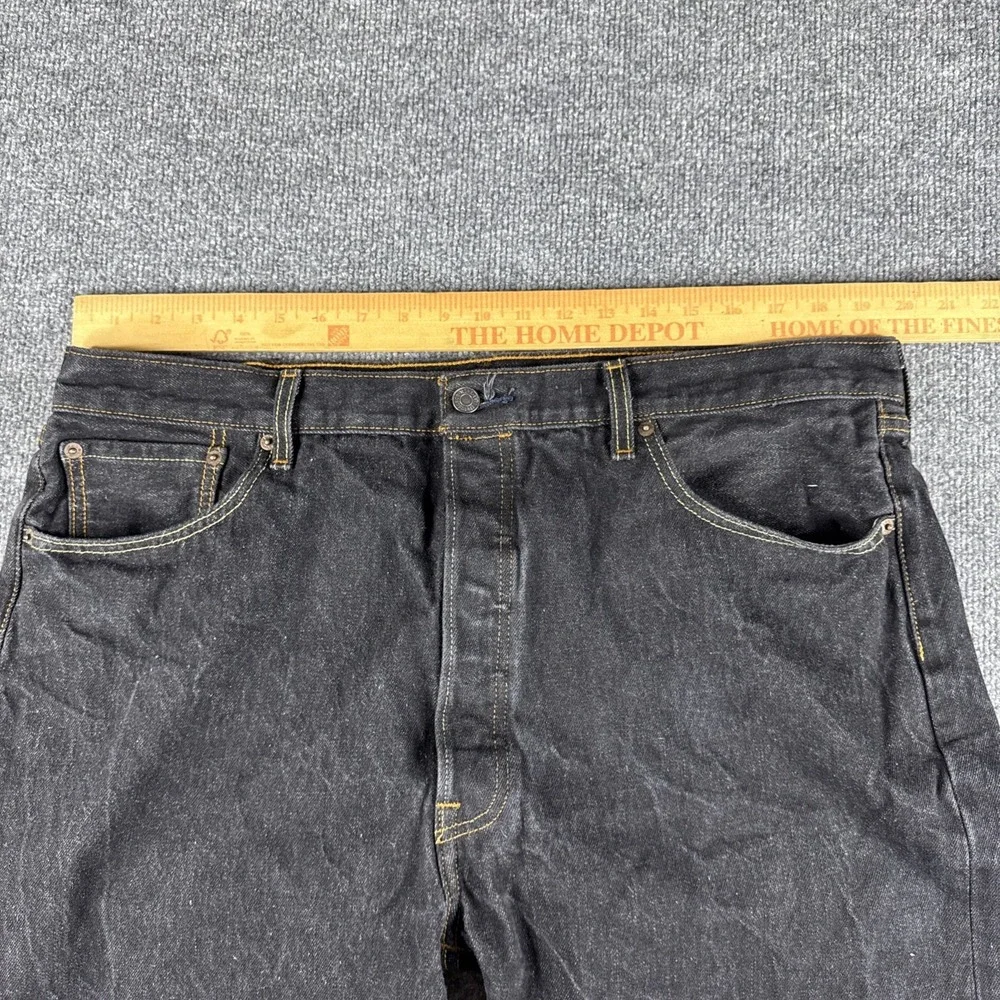 Levi's 501 Black Denim Jeans Men Button Fly Straight Fit 42x30 (42x28)